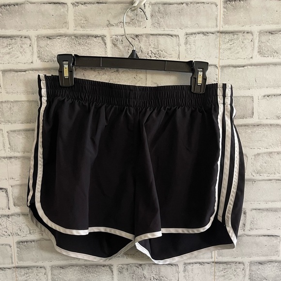 adidas Pants - Women’s Adidas black 3 stripe lined 4” athletic shorts Large